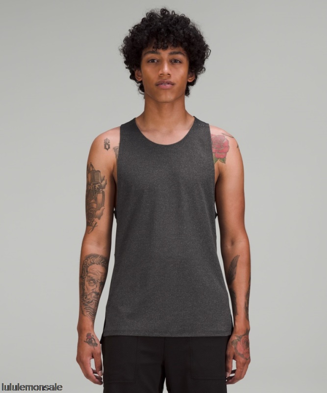 Lululemon Deutschland DELULU986 | Schwarz Meliertes Texturiertes Trainings-tanktop